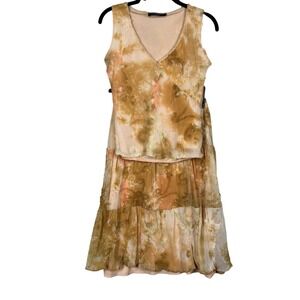 Boho fairycore embroidered mesh skirt set earthy romantic lagenlook coquette